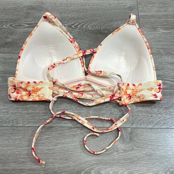 Adore Me Bikini Top Strappy Crossback Padded Watercolor Orange Floral L - Picture 4 of 10
